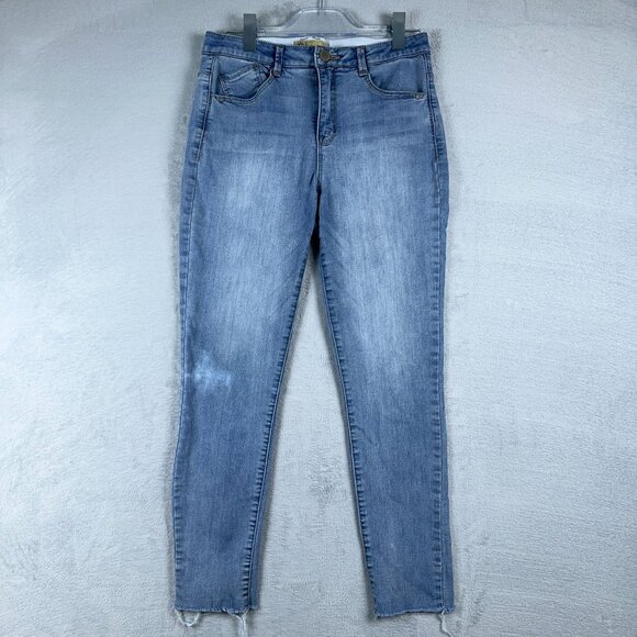 Democracy Ankle Skinny Jeans AB Technology Denim Raw Hem Womens Blue Size 6 - Picture 1 of 10